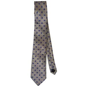 Geoffrey Beene Mens Silk Blend Paisley Tie Taupe Blue Red Classic Necktie USA
